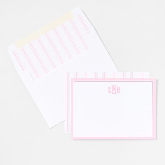 Personalized Pinstripe Stationery Note Cards, Set of 24