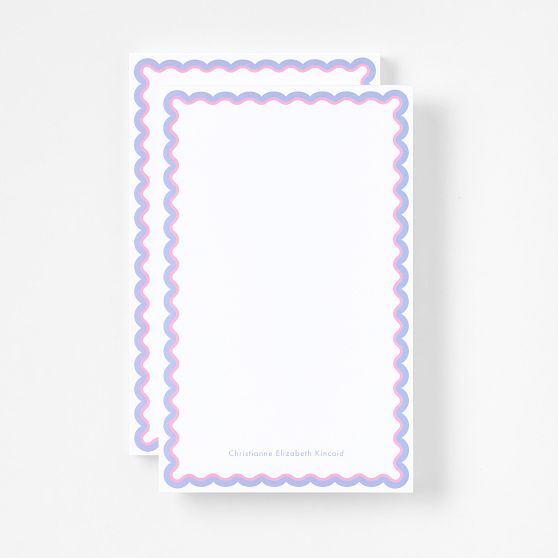 Scalloped Personalized Stationery Notepads, Set of 2