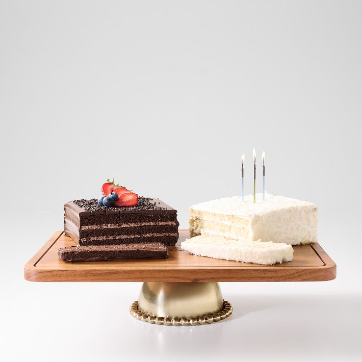 Beaded Brass and Wood 2-in-1 Serving Stand