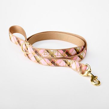 Patterned Ribbon Leash, 5' Wide Lead, Pink Plaid