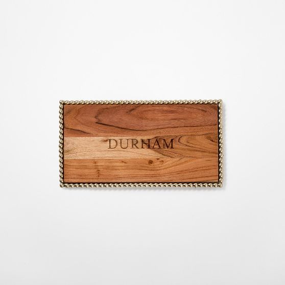 Beaded Brass and Wood Cheese Board