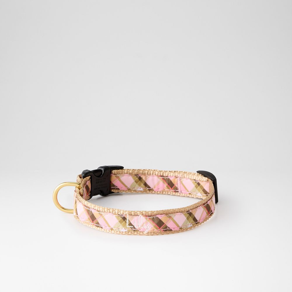 Patterned Ribbon Collar, X-Small (small-breed), Pink Plaid