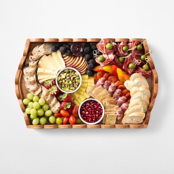 Scalloped Wood Serving Tray