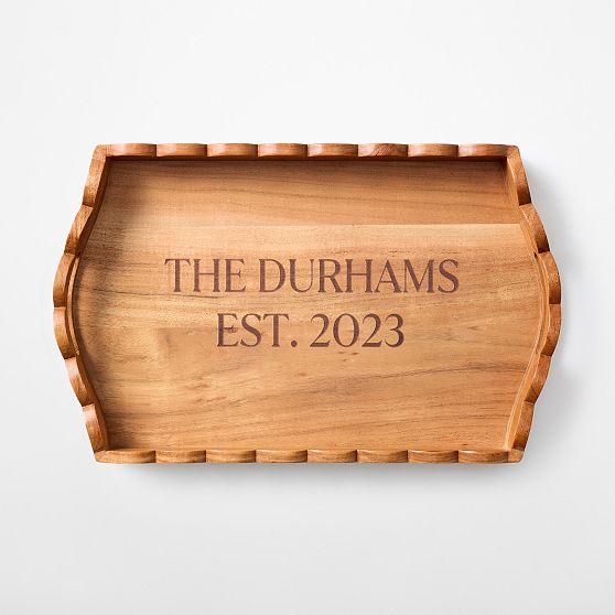 Scalloped Wood Serving Tray