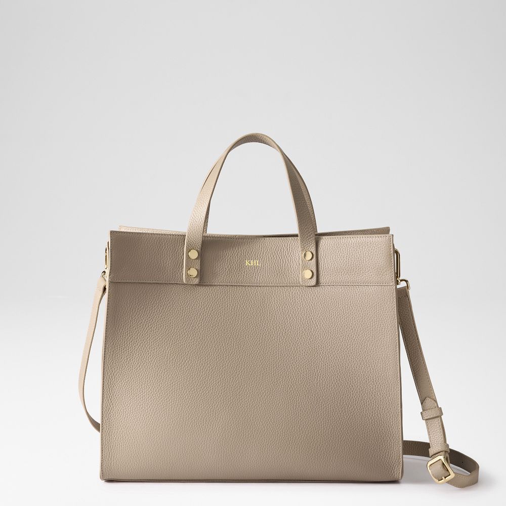 Essential Leather Tote, Grey