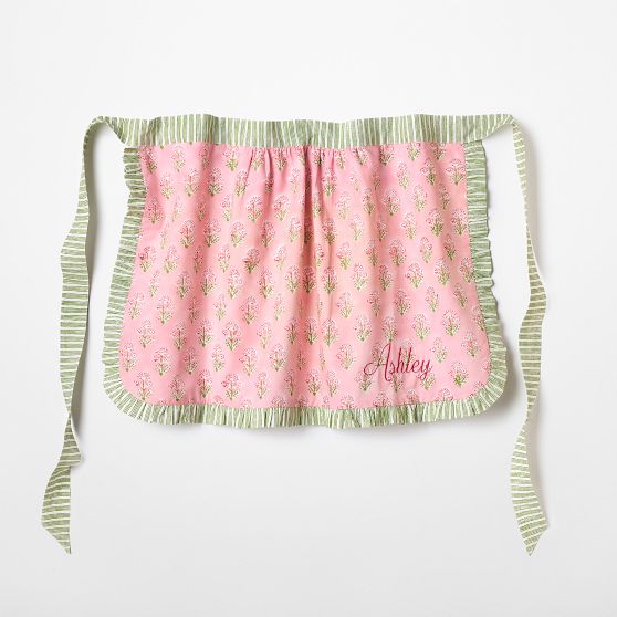 Block Print Ruffle Half Apron