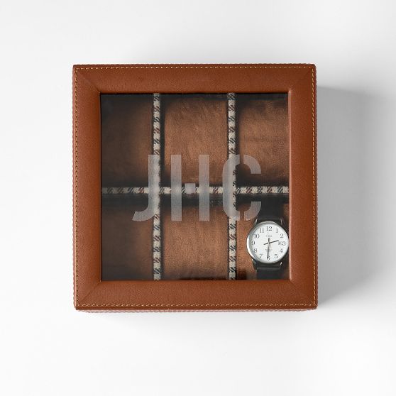 Leather and Houndstooth Watch Box