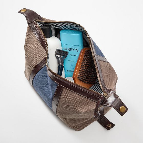 Everett Canvas and Leather Weekender and Travel Pouch Set