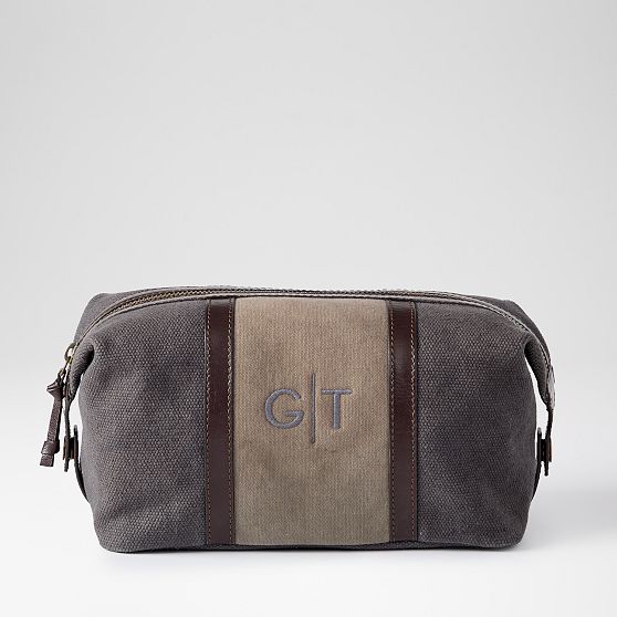 Everett Canvas and Leather Travel Pouch