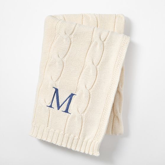 Perosnalized "K" Cable Knit Throw