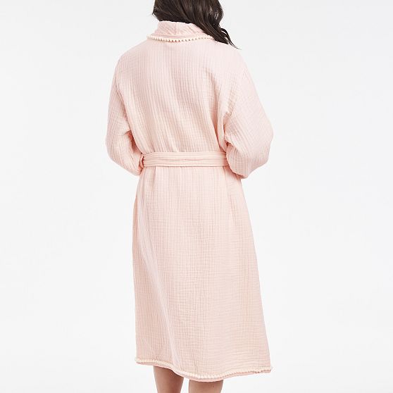 Pom Trim Cotton Bath Robe | Mark and Graham