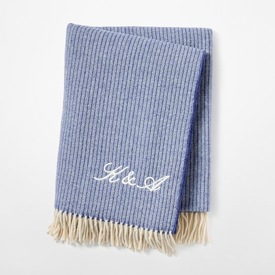 Ribbed Cashmere Wool Throw Blanket