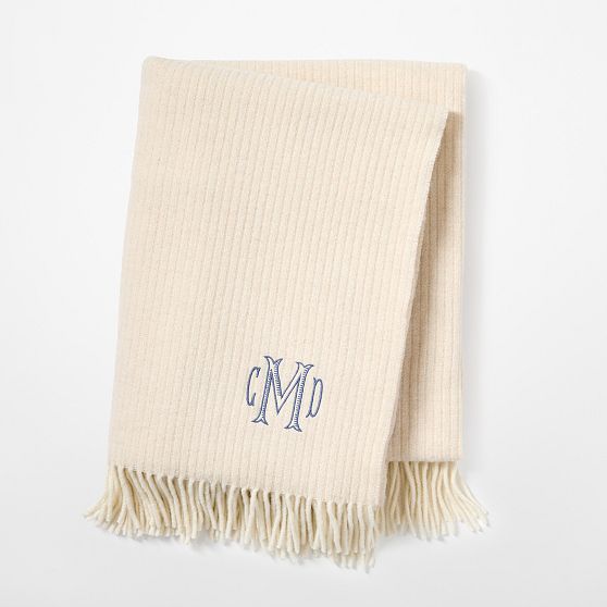 Ribbed Cashmere Wool Throw Blanket