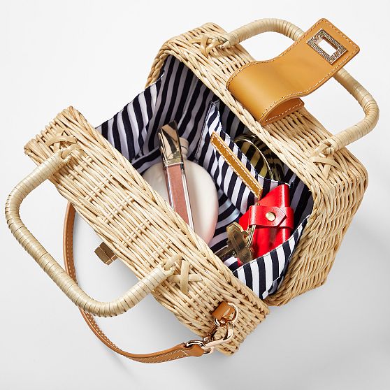 Wicker and Leather Crossbody