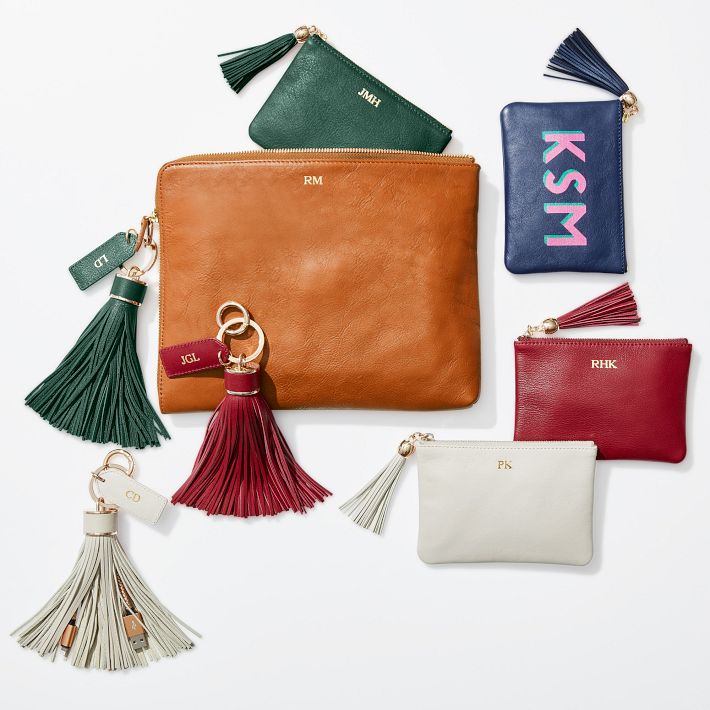 Oversized Leather Tassel Monogrammed Keychain | Mark and Graham