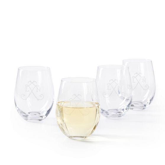 Rope and Anchor Stemless Wine Glasses, Set of 4