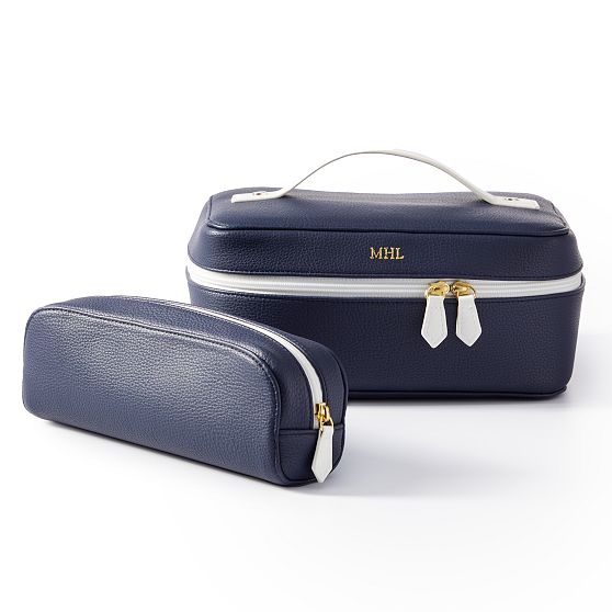 Faux Leather 2-in -1 Cosmetic Case