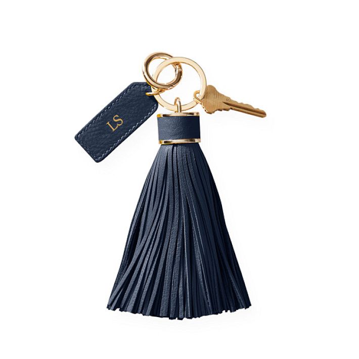 Oversized Leather Tassel Monogrammed Keychain | Mark and Graham