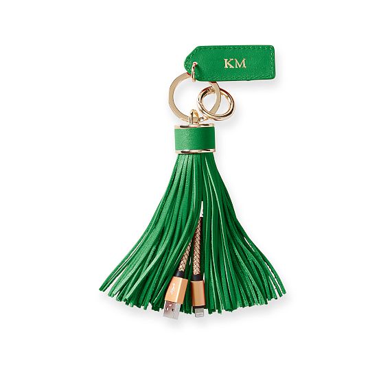 Oversized Leather Tassel Charging Keychain