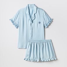 Ruffle Sateen Short Pajamas
