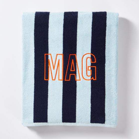 Cabana Stripe Beach Towel Set of 4, Navy and Cool Blue