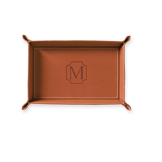 Rustic Leather Catchall Tray