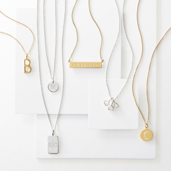 Leigh Bar Necklace, Roman Numerals