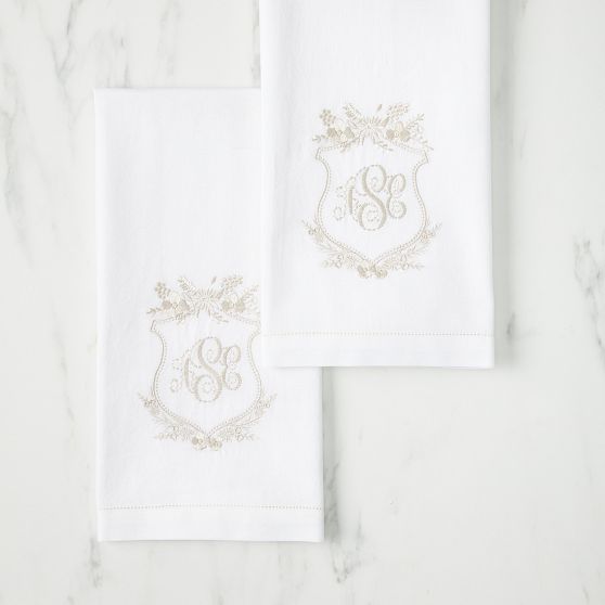 Bespoke Embroidered Crest Guest Towels, Set of 2