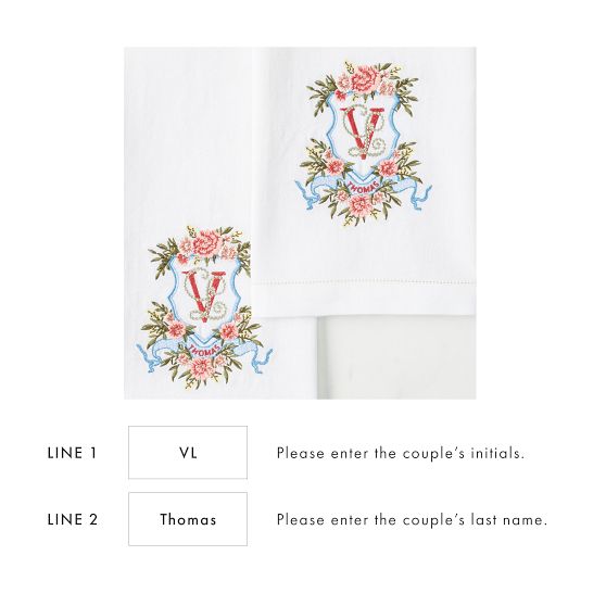 Bespoke Embroidered Crest Guest Towels, Set of 2 - Personalized