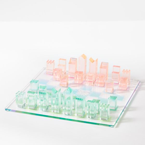 Colorful Acrylic Chess Checkers Game Set