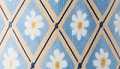 Blue Sun Flower Block Print