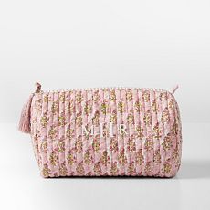 Block Print Quilted Cosmetic Pouch