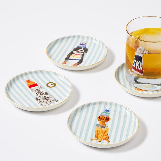 Mark & Graham x Gray Malin Ski Dog Coasters, Set of 4