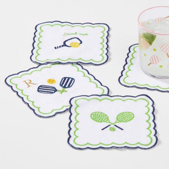 Sports Embroidered Coasters, Set of 4