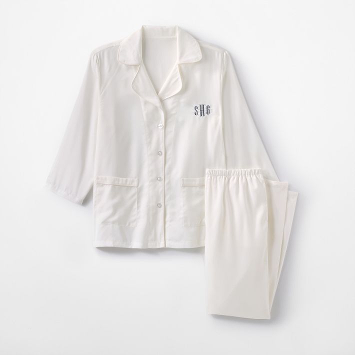 Feather Trim Sateen Pajamas
