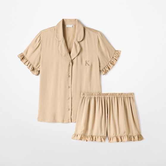 Ruffle Sateen Short Pajamas