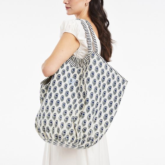Block Print Canvas Tote