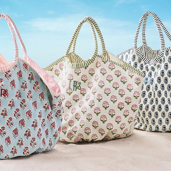 Block Print Canvas Tote