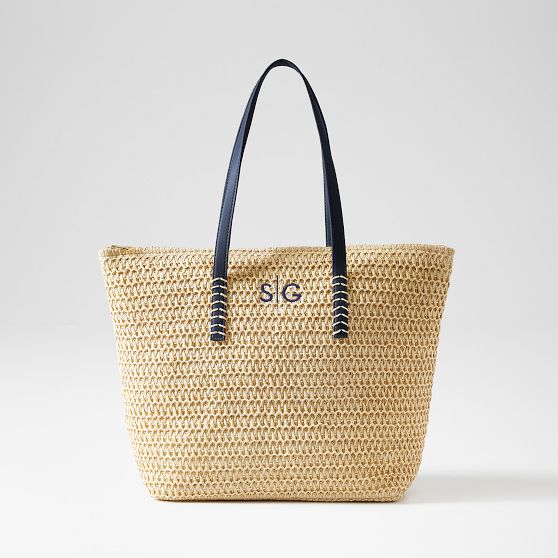 Stinson Straw Zip-Top Tote