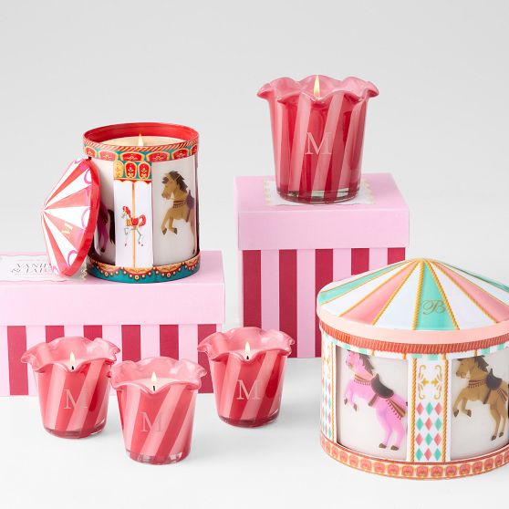 Vanilla &amp; Tabac Stripe Ruffle Candle