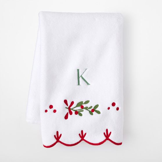 Holly Embroidered Hand Towel