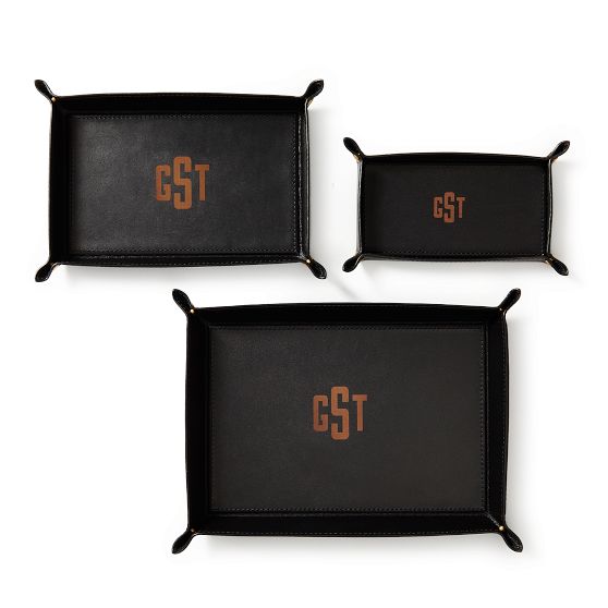 Rustic Leather Catchall Tray