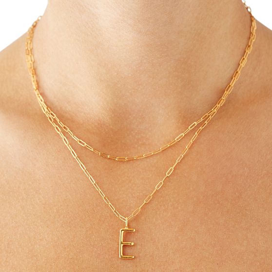 Sarah Chloe Andi Long Link Initial Necklace