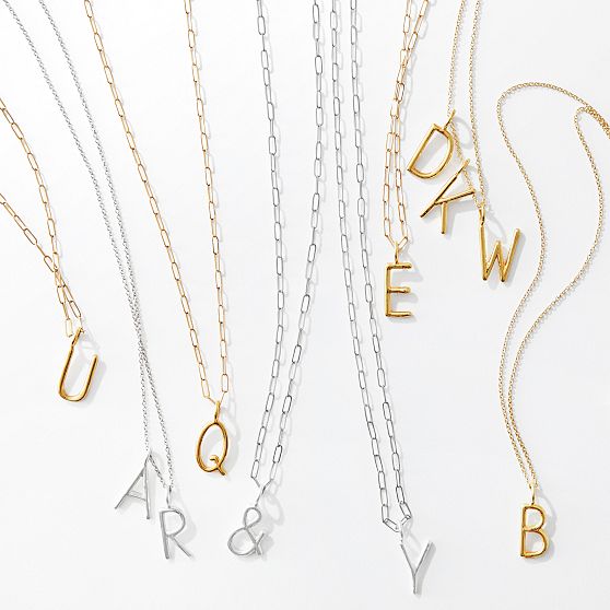 Sarah Chloe Andi Long Link Initial Necklace