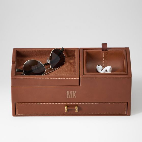 Leather Stackable Dresser Tray
