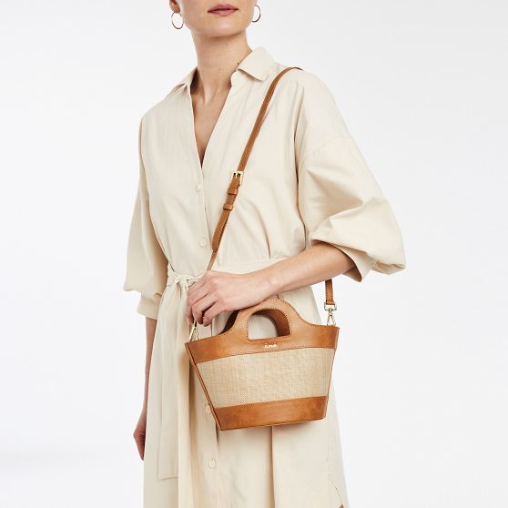 Montauk Raffia Bucket Crossbody