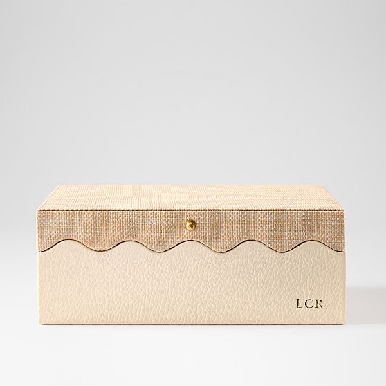 Scalloped Raffia Jewellery Box