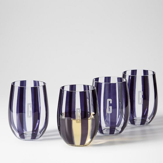 Striped Acrylic Stemless Wine Glasses