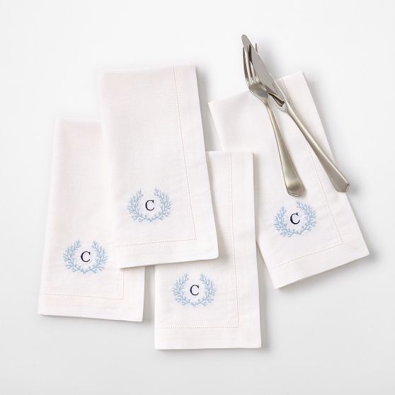 Custom Hemstitch Dinner Napkins, Set of 4