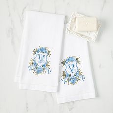 Bespoke Embroidered Crest Guest Towels, Set of 2